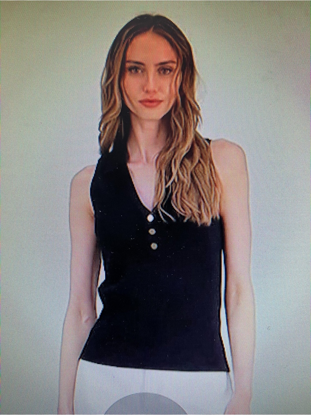 INC International Concepts Black V-Neck Button Cami